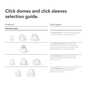 Cupoline Click Dome Semi-Open per apparecchi acustici Signia, Siemens e Rexton